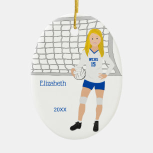 Ornamento De Cerâmica Vôlei - Loira Azul e Branca