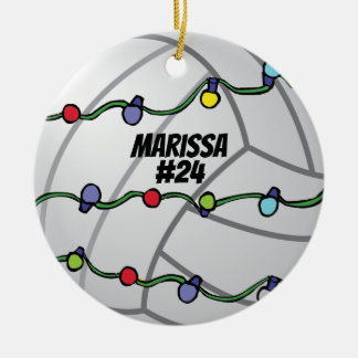 Ornamento De Cerâmica Volei Personalizável com Luzes de Feriado 