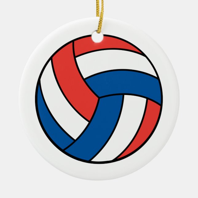 Ornamento De Cerâmica volei vermelho branco azul (Frente)