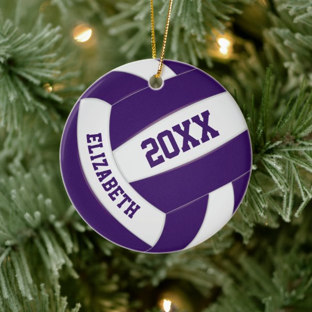 Ornamento De Cerâmica voleibol branco roxo (Árvore)