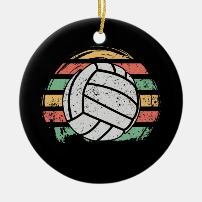 Ornamento De Cerâmica Voleibol de Retro Vintage (Frente)