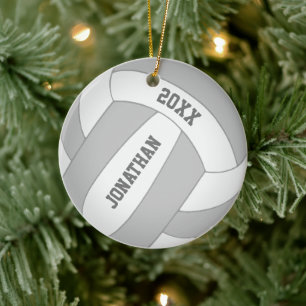 Ornamento De Cerâmica Voleibol do garoto de cor personalizada