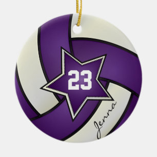 Ornamento De Cerâmica Voleibol em Estrelas Puro e Branco