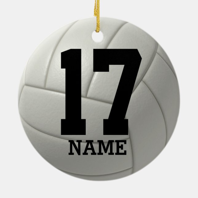 Ornamento De Cerâmica Voleibol personalizado (nome e número da equipe) (Traseira)