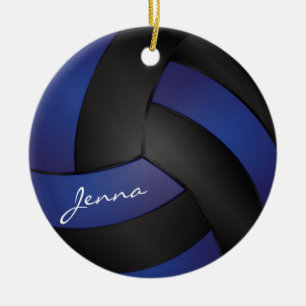 Ornamento De Cerâmica Voleibol Preto e Azul Escuro