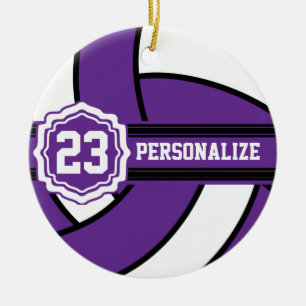 Ornamento De Cerâmica Voleibol Puro   Nome e número do DIY