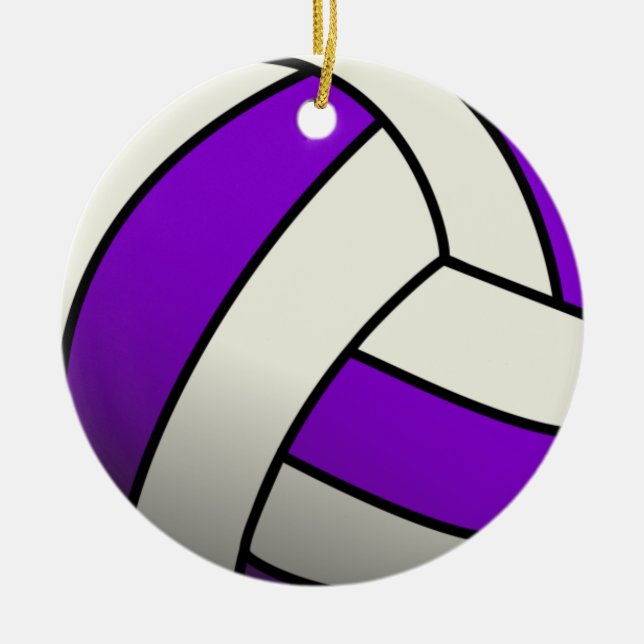 Ornamento De Cerâmica Voleibol Roxo (Frente)