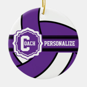 Ornamento De Cerâmica Voleibol Roxo DIY Texto