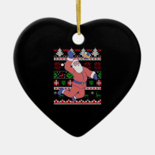 Ornamento De Cerâmica Voleibol Santa Claus Ugly Natal
