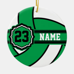 Ornamento De Cerâmica Voleibol Verde  DIY Nome e número