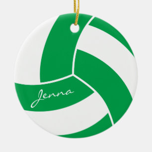 Ornamento De Cerâmica Voleibol Verde e Branco
