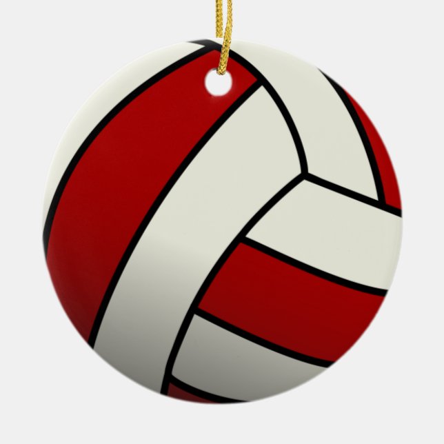 Ornamento De Cerâmica Voleibol Vermelho (Frente)