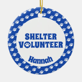 Ornamento De Cerâmica Voluntário azul do abrigo