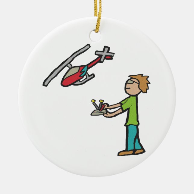 Ornamento De Cerâmica Voo do Helicóptero Modelo RC (Frente)