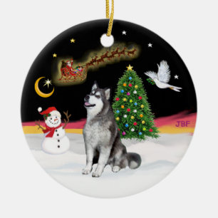 Ornamento De Cerâmica Voo noturno - Alaskan Malamute