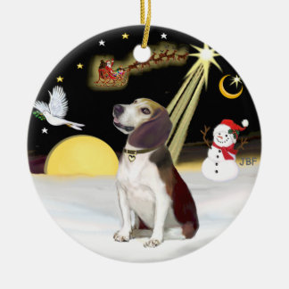 Ornamento De Cerâmica Voo Noturno - Beagle (olhando para cima)