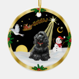 Ornamento De Cerâmica Voo noturno - Black Cocker Spaniel