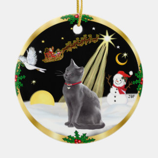 Ornamento De Cerâmica Voo Noturno - gato Azul Russo