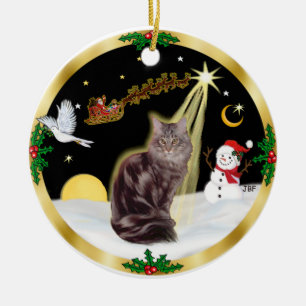 Ornamento De Cerâmica Voo noturno - Maine Coon cat (tabela 10)