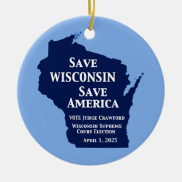 Ornamento De Cerâmica Vote Crawford para o Supremo Tribunal de Wisconsin