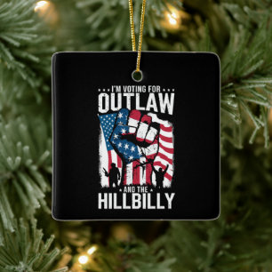 Ornamento De Cerâmica Voto a favor do Outlaw e do Hillbilly 2024