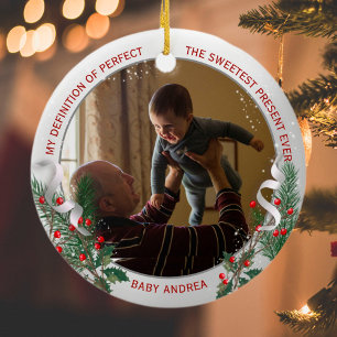 Ornamento De Cerâmica Vovô, 1rua, Molho de Prata Clássico de Natal