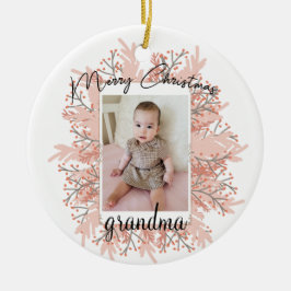 Ornamento De Cerâmica Vovó Da Foto De Natal Do Vovô