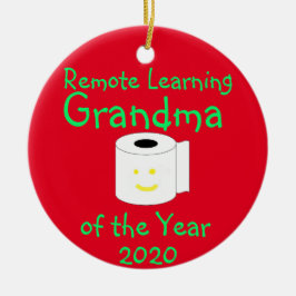 Ornamento De Cerâmica Vovó de Aprendizado Remoto do Ano