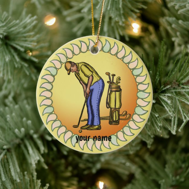 Ornamento De Cerâmica Vovô Golfer (Árvore)