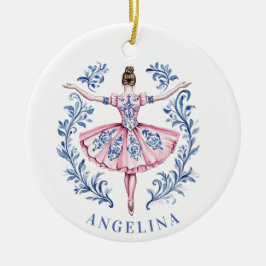 Ornamento De Cerâmica Vovô Natal Damask Ballerina