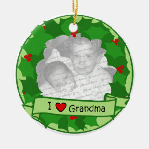 Ornamento De Cerâmica Vovó Natal Wreath Foto
