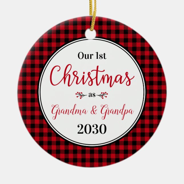 Ornamento De Cerâmica Vovó Vovô de Natal de 1rua Foto (Frente)