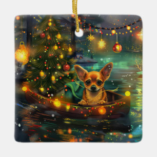 Ornamento De Cerâmica Voyage festiva Chihuahua Christmas