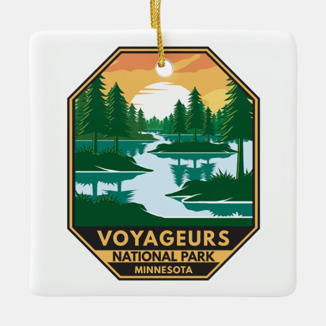 Ornamento De Cerâmica Voyageurs National Park Minnesota Sunset Emblem (Frente)