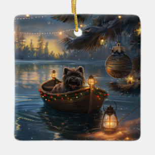 Ornamento De Cerâmica Voz Festiva de Natal Affenpinscher