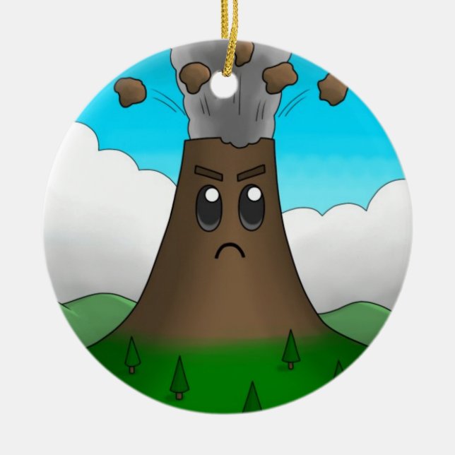 Ornamento De Cerâmica Vulcão Irritado (Frente)