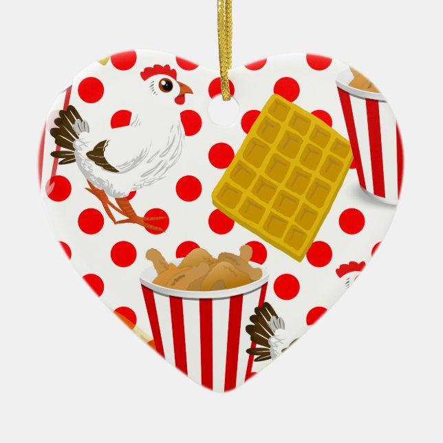 Ornamento De Cerâmica waffles de frango (Frente)