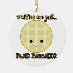Ornamento De Cerâmica waffles kawaii são panquecas xadrezes