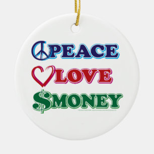 Ornamento De Cerâmica Wall Street/Peace Love Money