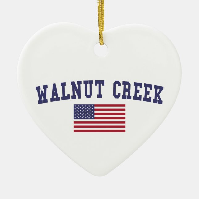 Ornamento De Cerâmica Walnut Creek EUA Flag (Frente)