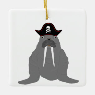 Ornamento De Cerâmica Walrus Pirate Ornament