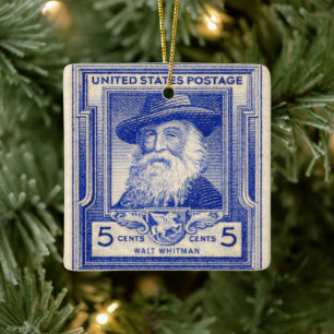 Ornamento De Cerâmica Walt Whitman, selo comemorativo do Postage dos EUA