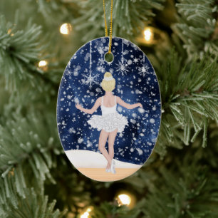 Ornamento De Cerâmica Waltz de Snowflakes Nutcracker Balé Natal