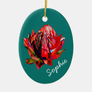 Ornamento De Cerâmica Waratah, cor-de-água natural da Austrália