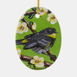 Ornamento De Cerâmica Warbler da Garganta Amarelo ~ Primavera