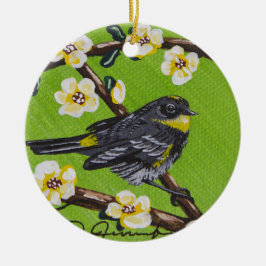 Ornamento De Cerâmica Warbler da Garganta Amarelo ~ Primavera