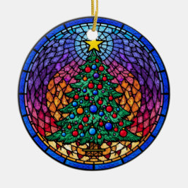 Ornamento De Cerâmica Warm Stained Glass Reindeer Portrait