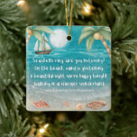 Ornamento De Cerâmica Warmer Wonderland Tropical Beach Christmas<br><div class="desc">Enfeites de natal tropical apresenta uma praia ao luar com conchas e areia escutadora, palmeiras e um navio navegando no mar. A letra da música é a da "Wonderland de inverno" mas com uma reviravolta tropical que diz: "Anéis de conchas, vocês estão ouvindo? — Na praia, a areia está brilhando...</div>