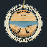 Ornamento De Cerâmica Warren Dunes State Park Michigan Vintage<br><div class="desc">Warren Dunes State Park trabalho de arte design. As grandes dunas de areia e praias de praia do parque fazem dele um dos parques estaduais mais populares do Michigan</div>