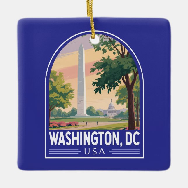 Ornamento De Cerâmica Washington DC Travel Art Emblem (Frente)